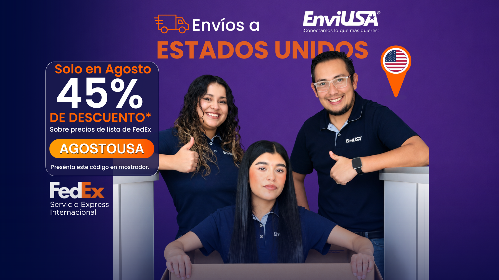 45% de Descuento a Estados Unidos - Promoción EnviUSA